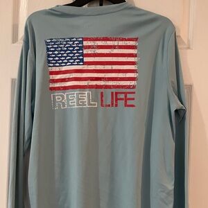 Men’s Reel Life Long Sleeve Performance Shirt American Flag Medium